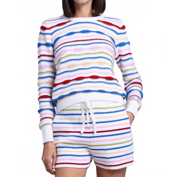NEW MINNIE ROSE novelty stripe crew